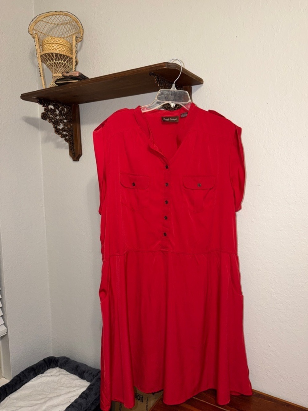 Vintage Red Shirt Dress with cap sleeves plus size 80’s 90’s